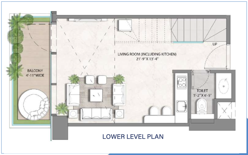 M3M Paragon 1 BHK Duplex Apartment Layout