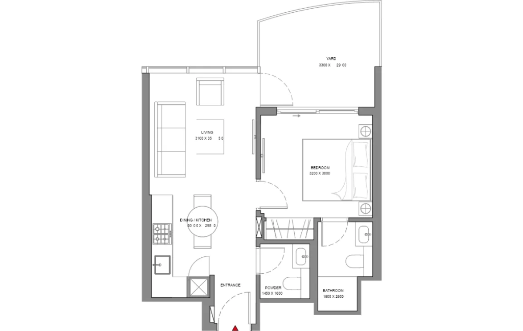 Sobha Aquamont Floor Plan 1BR Type C
